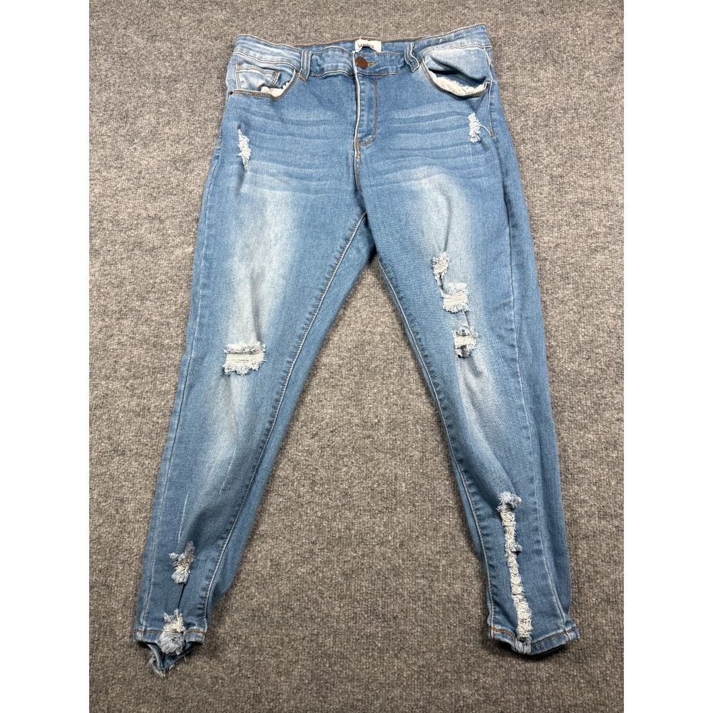 Bamboo Jeans Womens 14 Blue Denim Distressed Skinny Leg Casual Mid Rise Stretch